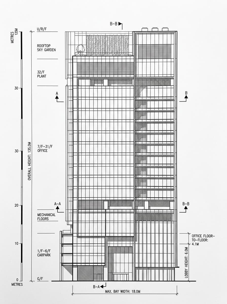 Architectural elevation drawing of Millennium City 6, Kwun Tong, Hong Kong