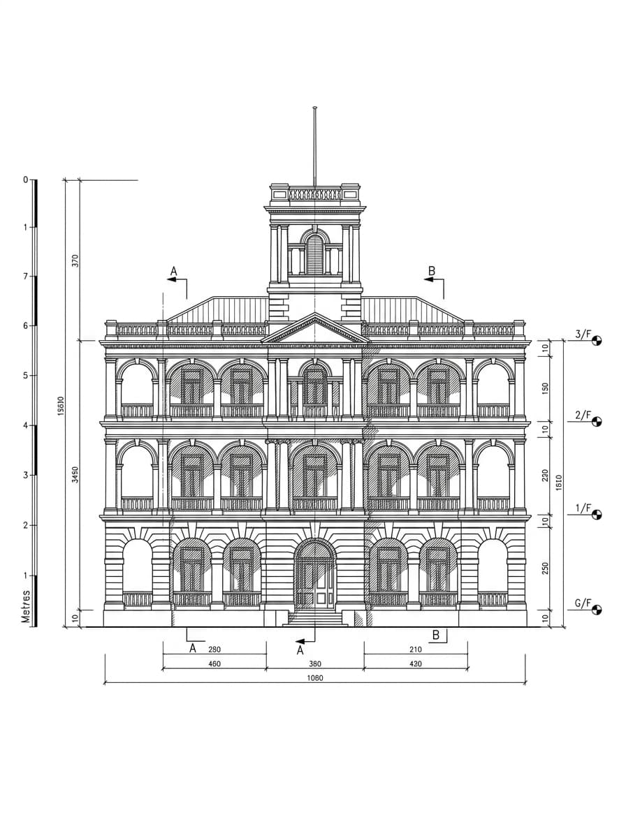 Architectural elevation drawing of 1881 Heritage, Tsim Sha Tsui, Hong Kong