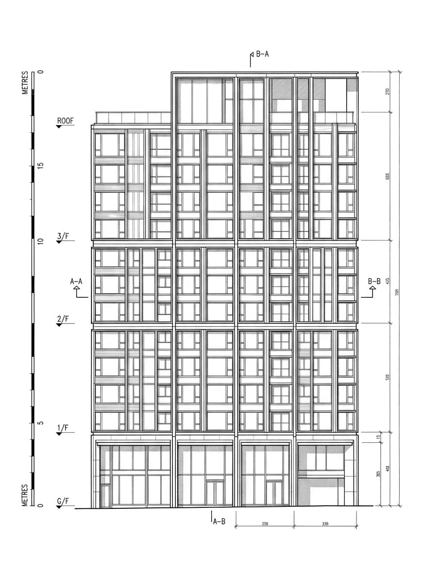 Architectural elevation drawing of Harbour North, Eastern, Hong Kong